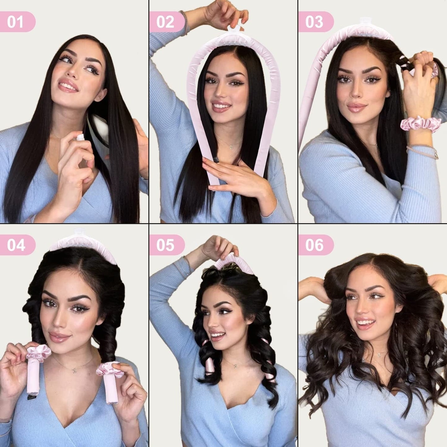 Silk heatless curling rod headband smooth anti-frizz fabric