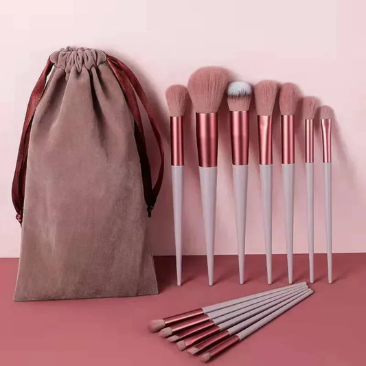 Makeup brush set with case travel pouch included