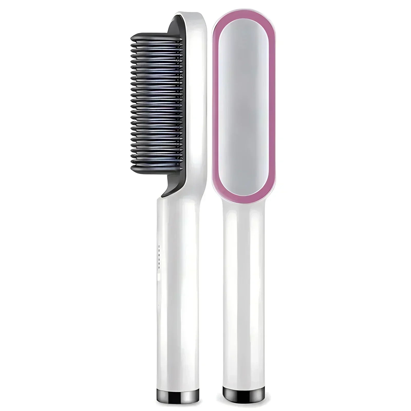 Negative ion hair straightener brush reducing frizz and flyaways