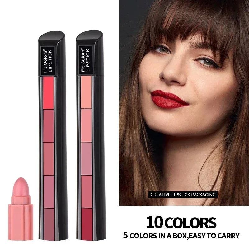 5-in-1 Velvet Matte Lipstick – Long Lasting Waterproof Multi-Color Lipstick Set for Women