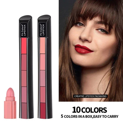 5-in-1 Velvet Matte Lipstick – Long Lasting Waterproof Multi-Color Lipstick Set for Women