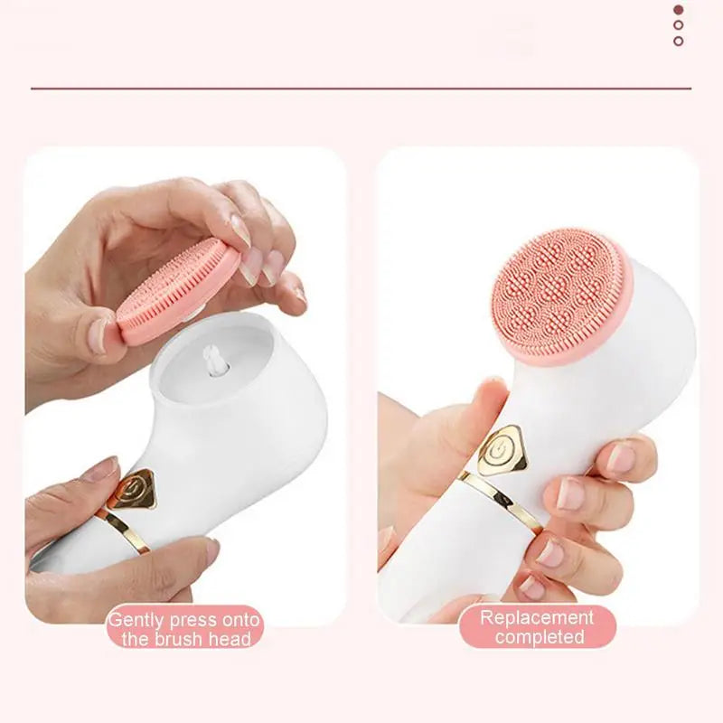 Waterproof electric facial cleansing brush for bathroom use