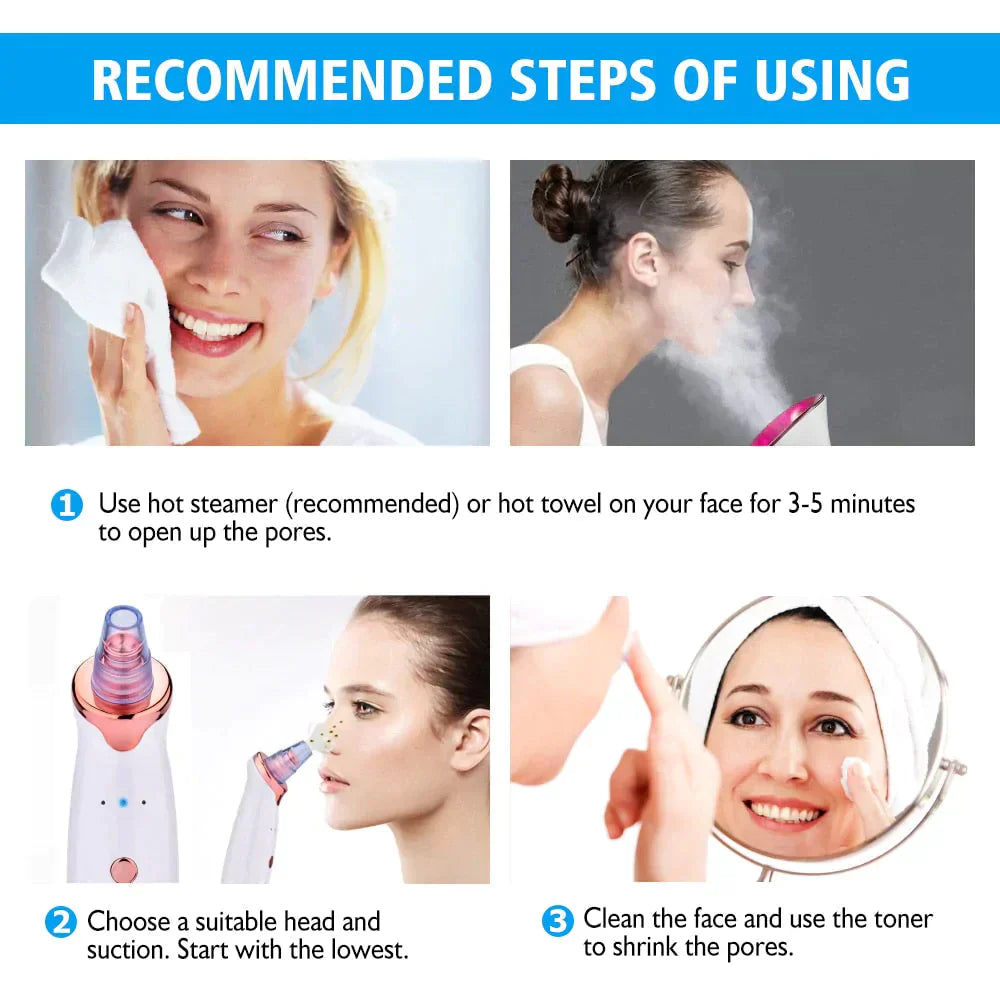 electric suction blackhead remover on T-zone