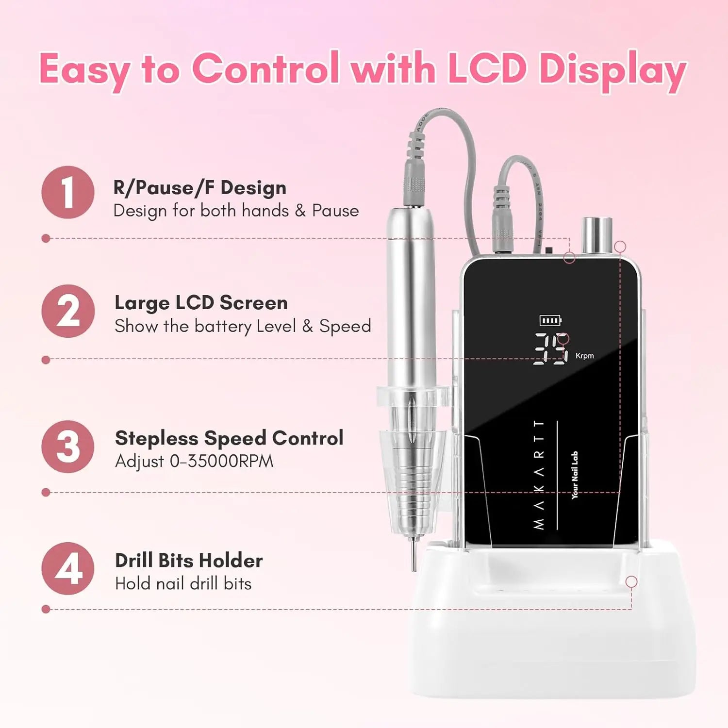 lcd display for manicure pedicure nail drill machine