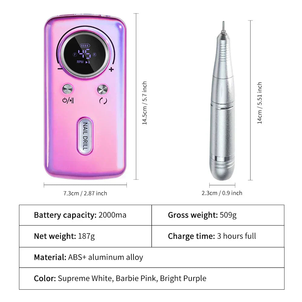portable nail drill machine in travel hand